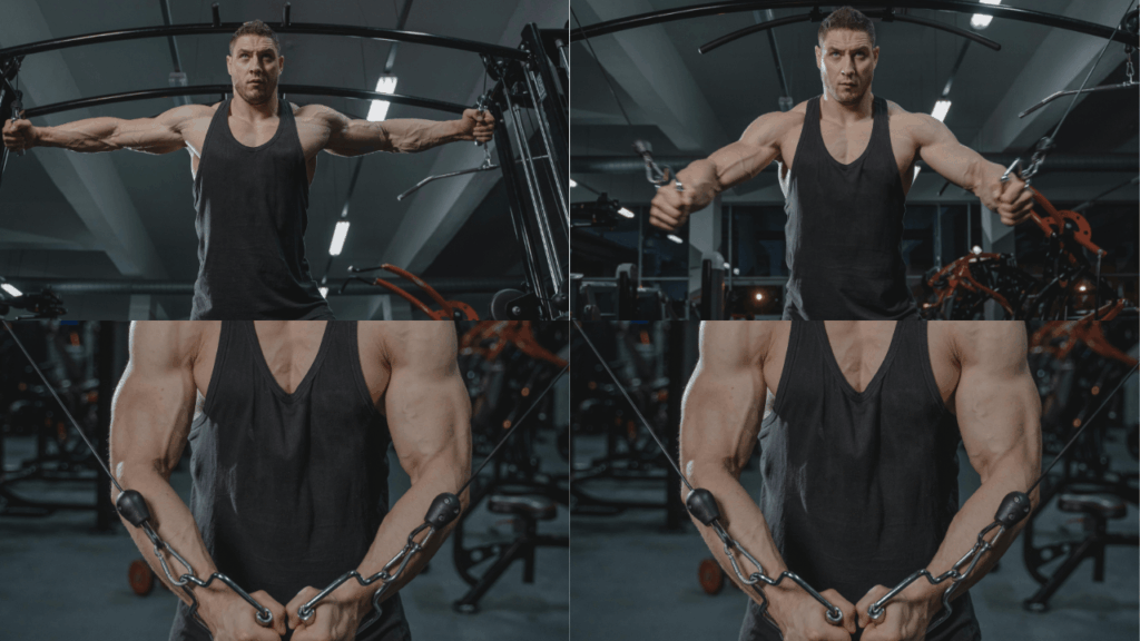Bodybuilder Performing the Standing Cable Crossover Correctly